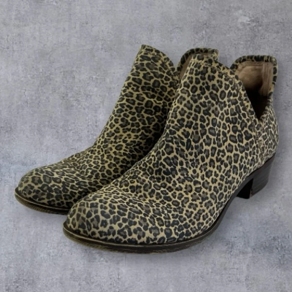 Lucky brand Women’s LK-Bashina 2 Sophia Leopard Animal Print Ankle Boots Sz 7.5M - Picture 1 of 10